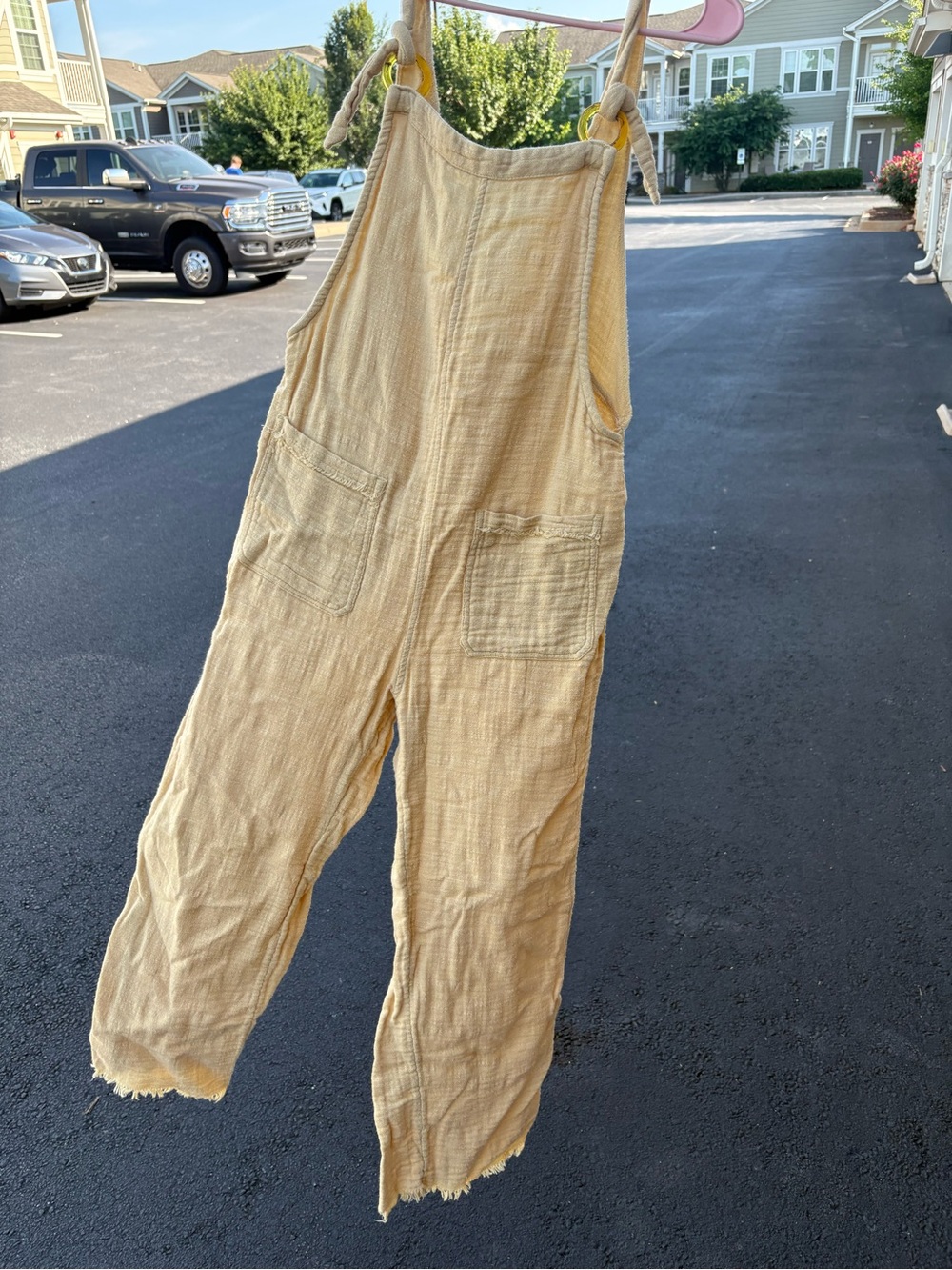 Billabong Yellow Cotton Tie-Shoulder Overalls